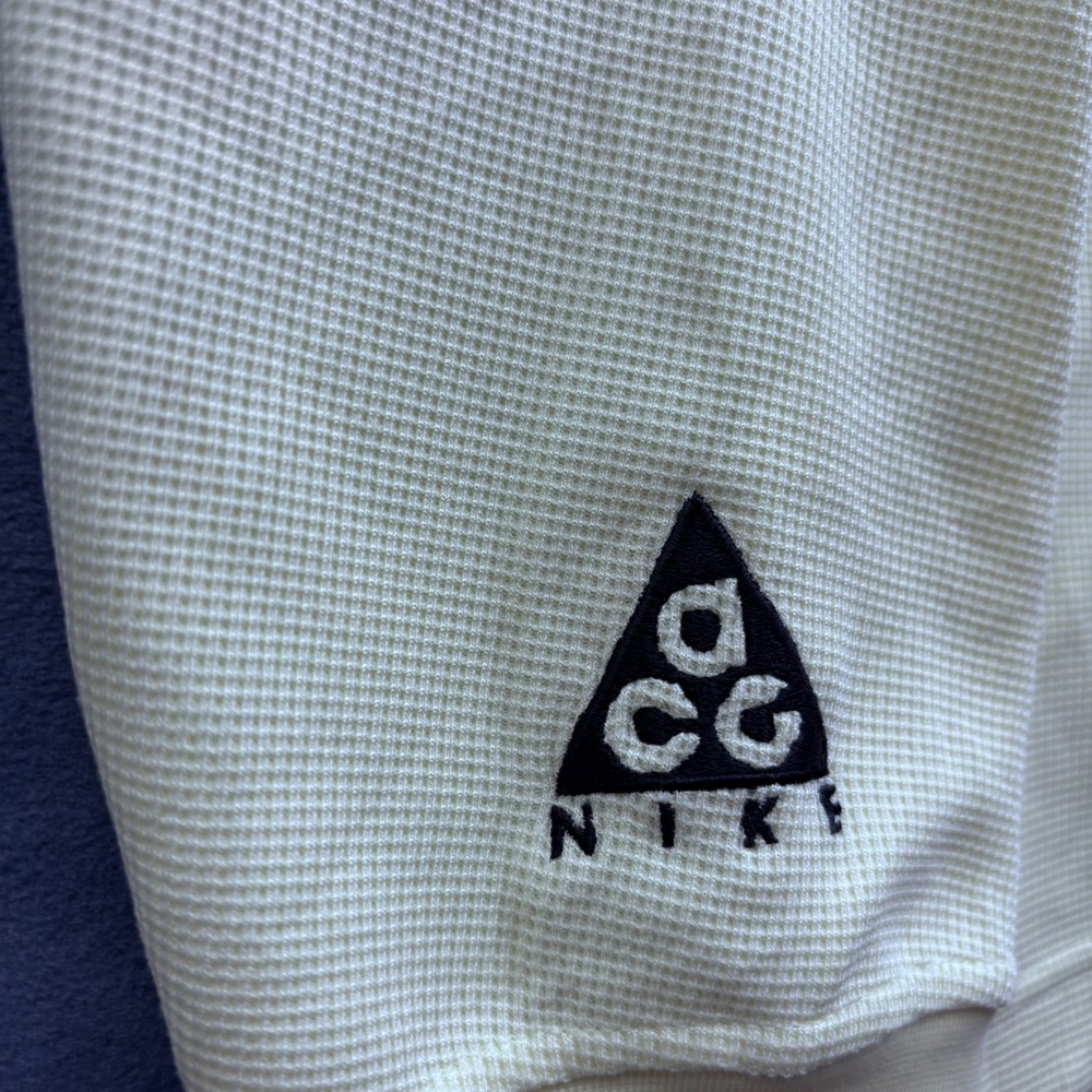 Nike ACG All Conditions Gear Waffle Knit Thermal Long Sleeve Shirt Yellow Mens M - Picture 5 of 8
